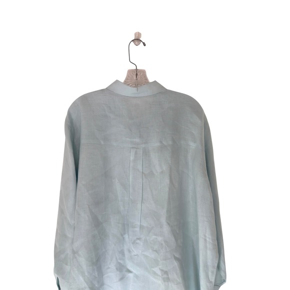 Eileen Fisher Linen Blouse Plus Blue Button Up Lagenlook Relaxed Mature Size 1X - Picture 8 of 12